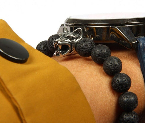 Bracelet Loup Rocher de Lave